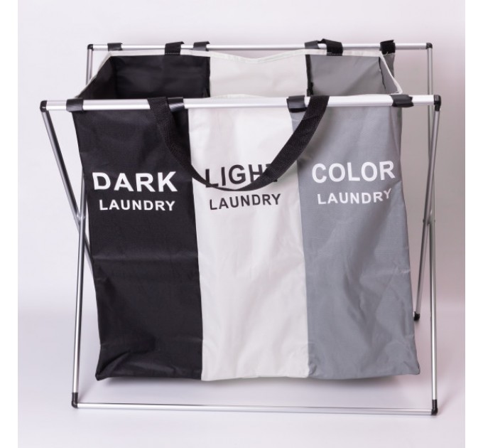 Корзина для белья текстильная на 3 секции 65*40*58 см