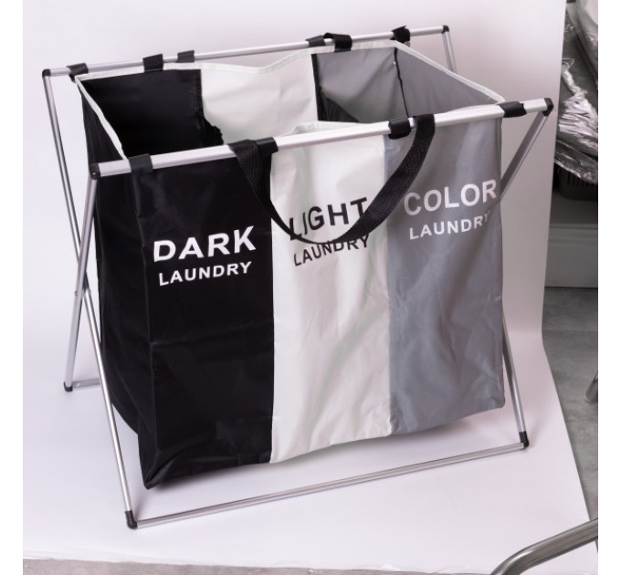 Корзина для белья текстильная на 3 секции 65*40*58 см