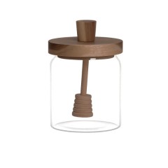 Медовниця скляна з бамбуковою кришкою 500 мл