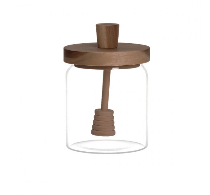 Медовниця скляна з бамбуковою кришкою 500 мл Медовниця скляна з бамбуковою кришкою 500 мл