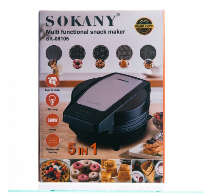 Мультипекарь SOKANY SK-08105 на 5 пластин 600 Вт