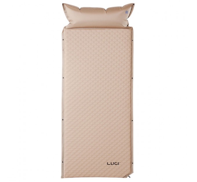 Надувний матрац автоматичний 190*65*3 см з подушкою, бежевий