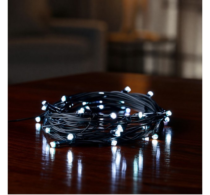 Гірлянда Нитка 220 LED 22 м чорна, білий
