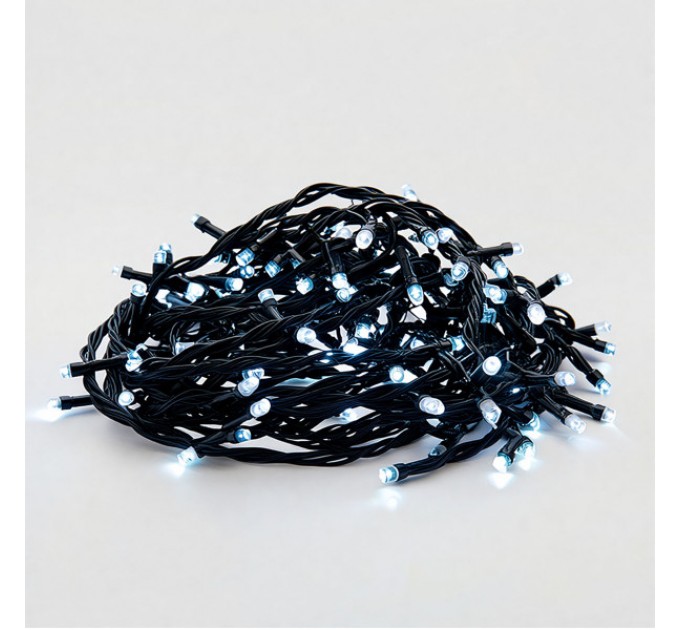 Гірлянда Нитка 220 LED 22 м чорна, білий