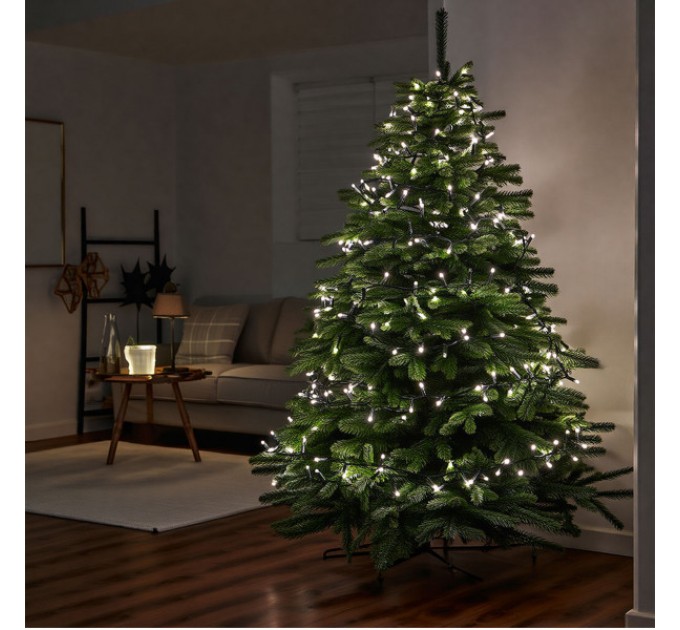 Гірлянда Нитка 220 LED 22 м чорна, білий