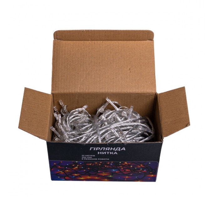 Гірлянда Нитка 220 LED 22 м прозора, білий