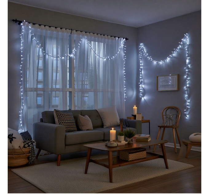 Гірлянда Нитка 220 LED 22 м прозора, білий