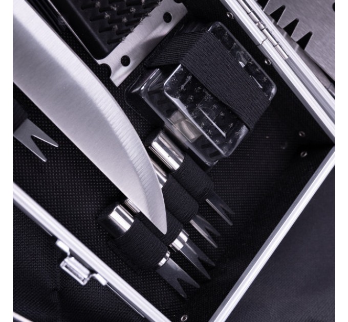 Набір аксесуарів для грилю та барбекю в кейсі 19 предметів