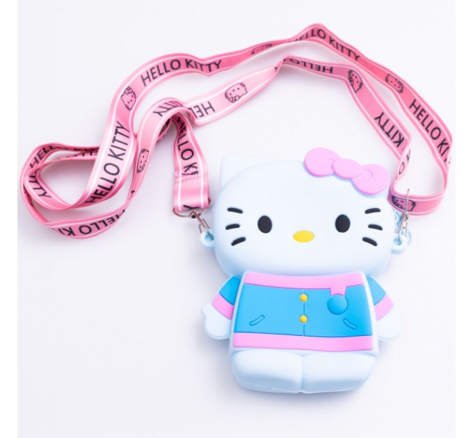 Детская сумочка Hello Kitty силиконовая на молнии 13*10*3 см, голубой