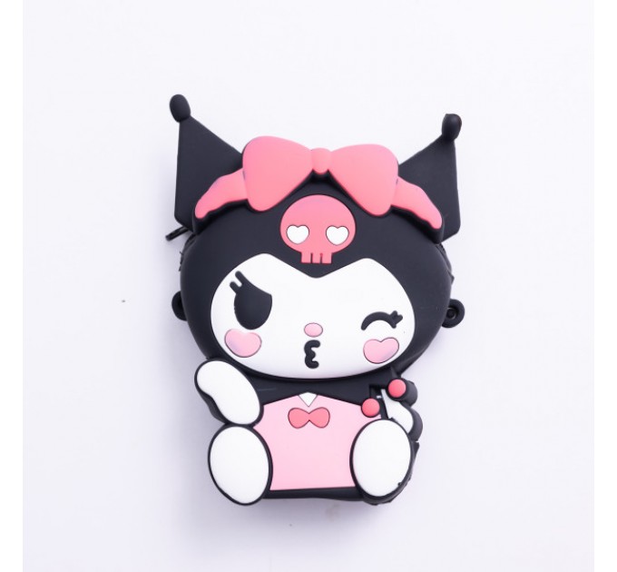 Дитяча сумочка Kuromi силіконова на блискавці 15*10*3 см, чорний