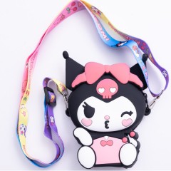 Дитяча сумочка Kuromi силіконова на блискавці 15*10*3 см, чорний