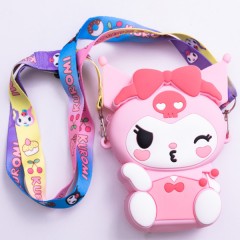 Дитяча сумочка Kuromi силіконова на блискавці 15*10*3 см, рожевий