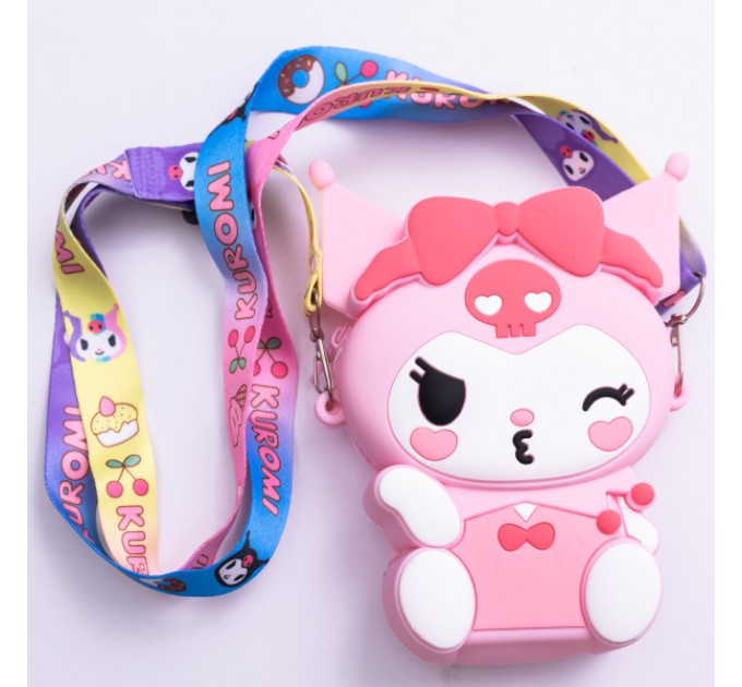 Дитяча сумочка Kuromi силіконова на блискавці 15*10*3 см, рожевий Дитяча сумочка Kuromi силіконова на блискавці 15*10*3 см, рожевий