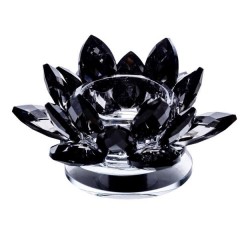 Підсвічник декоративний "Кришталева квітка лотоса" скляний 6 см сірий