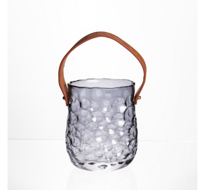 Ваза для квітів та декору Сумочка 800 мл, димчастий сірий