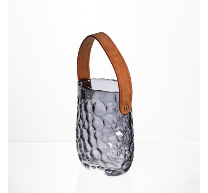 Ваза для квітів та декору Сумочка 800 мл, димчастий сірий