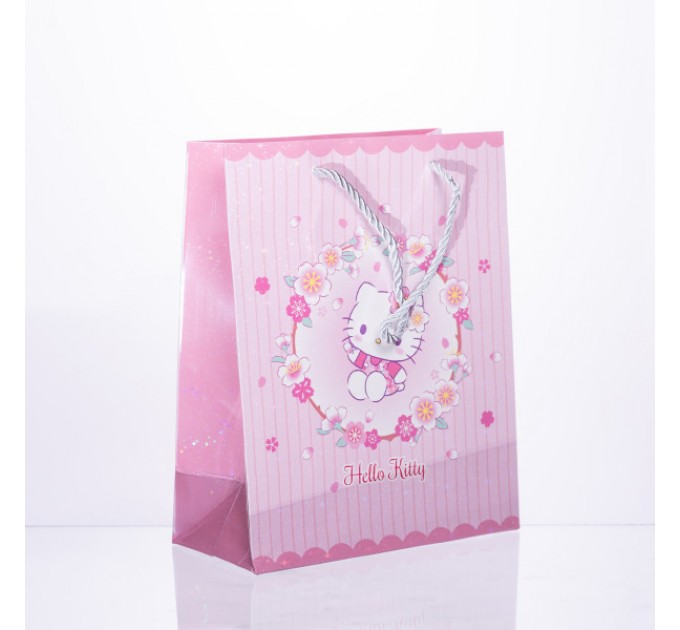 Подарунковий пакет Hello Kitty 19*9.5*24.5 см 12 штук в упаковці, рожевий