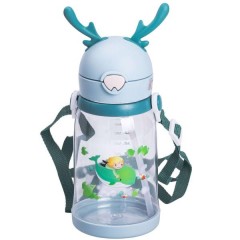 Дитяча пляшка для води 550 мл з ремінцем, м'ятний