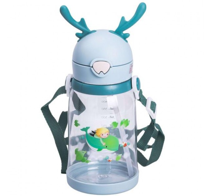 Детская бутылка для воды 550 мл с ремешком, мятный