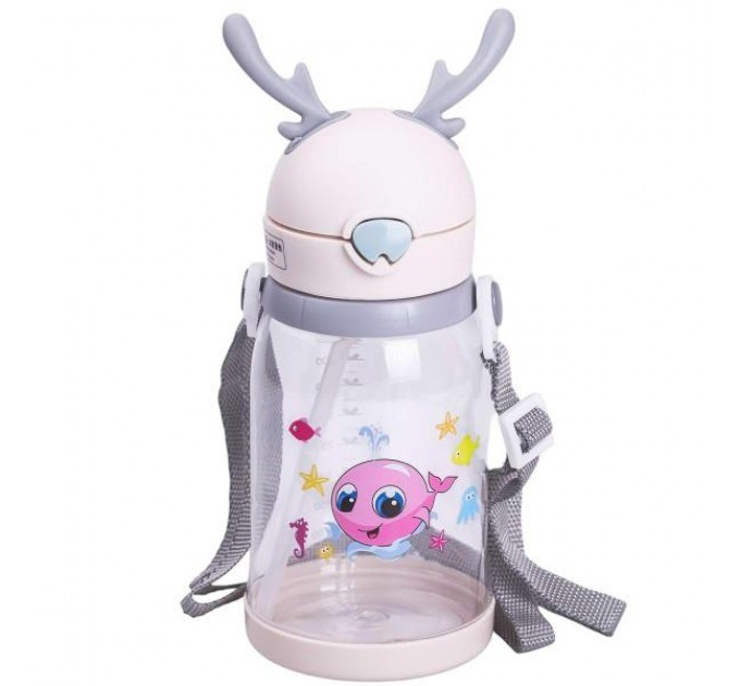 Детская бутылка для воды 550 мл с ремешком, бежевый