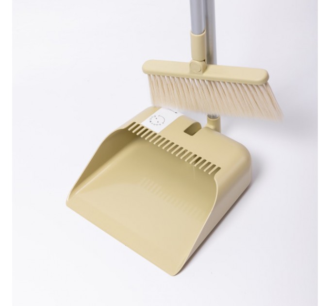 Набір для прибирання щітка та совок з довгою ручкою 82 см, оливковий