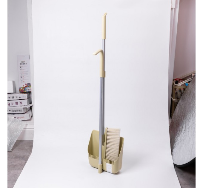 Набір для прибирання щітка та совок з довгою ручкою 82 см, оливковий