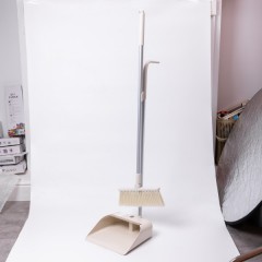 Набір для прибирання щітка та совок з довгою ручкою 82 см, бежевий