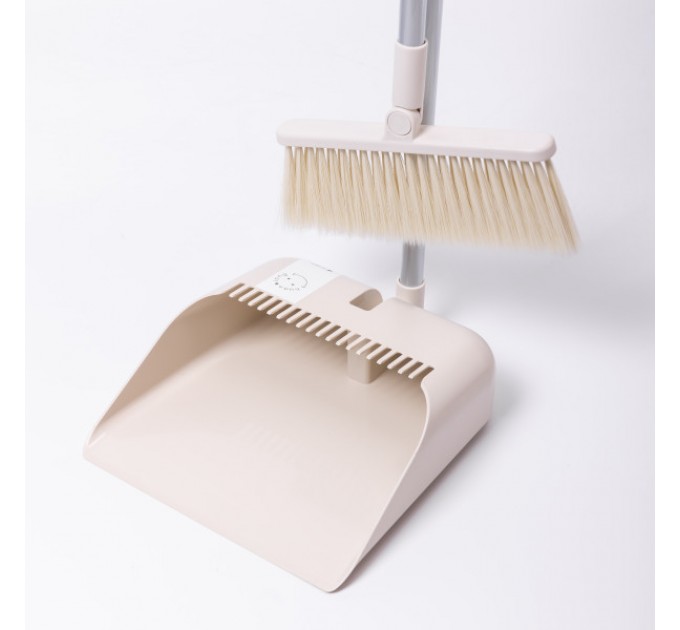 Набір для прибирання щітка та совок з довгою ручкою 82 см, бежевий