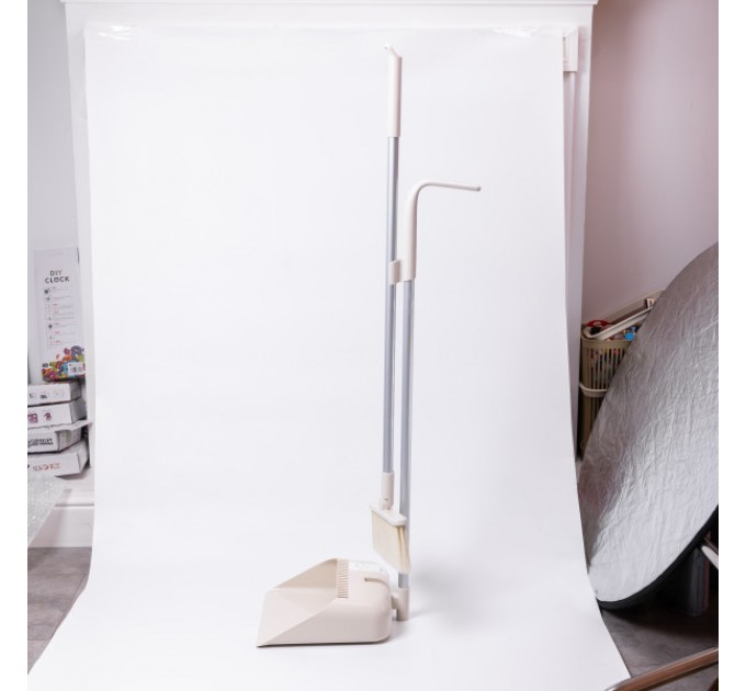 Набір для прибирання щітка та совок з довгою ручкою 82 см, бежевий