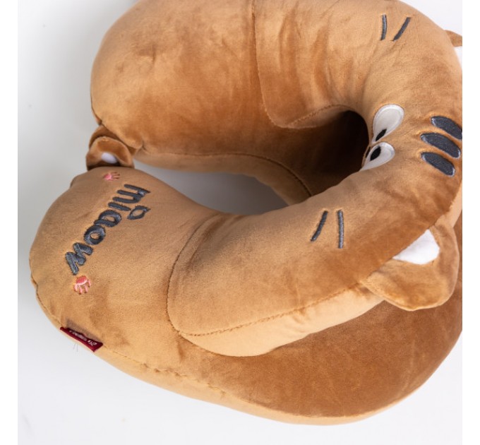 Подушка для шиї Miaow U-подібна подвійна, коричневий