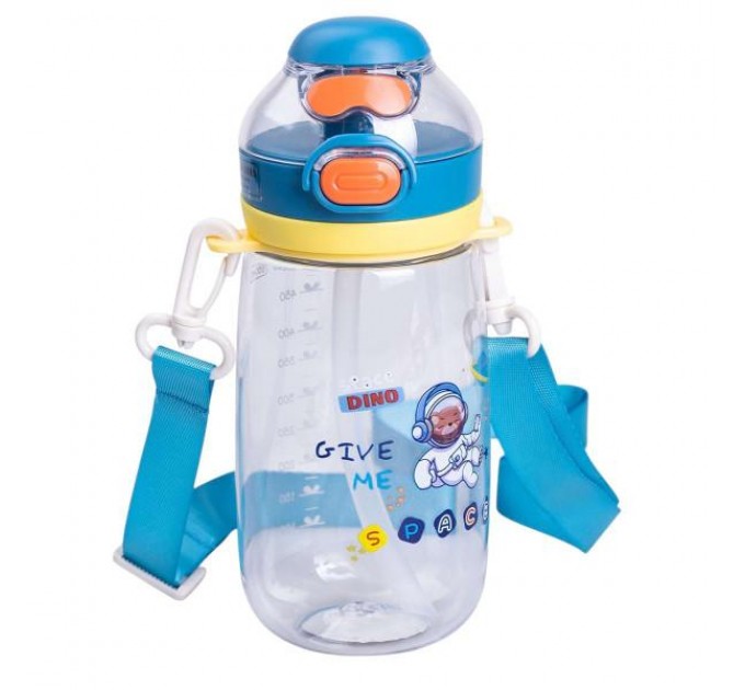 Дитяча пляшка для напоїв 550 мл з ремінцем, синій Дитяча пляшка для напоїв 550 мл з ремінцем, синій