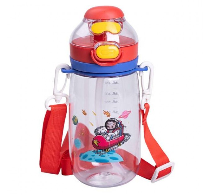 Дитяча пляшка для напоїв 550 мл з ремінцем, червоний