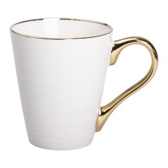 Чашка керамічна 320 мл із золотим обідком, білий