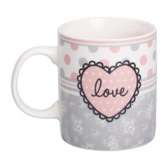Чашка керамічна Love 400 мл, сірий з білим
