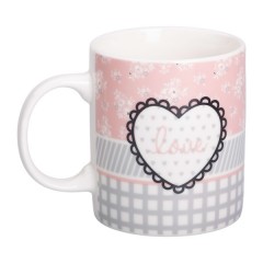 Чашка керамічна Love 400 мл, сірий з рожевим