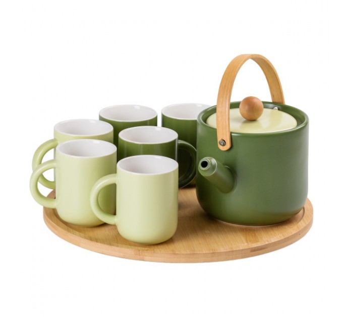 Чайний сервіз Fantasy керамічний на 6 персон на поворотній підставці