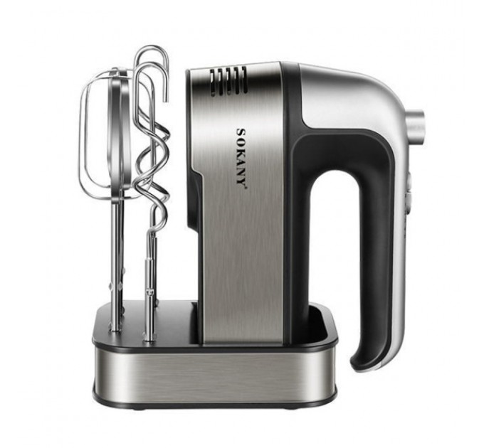 Миксер ручной Sokany SK-6627 с охлаждением и двумя насадками, сталь.