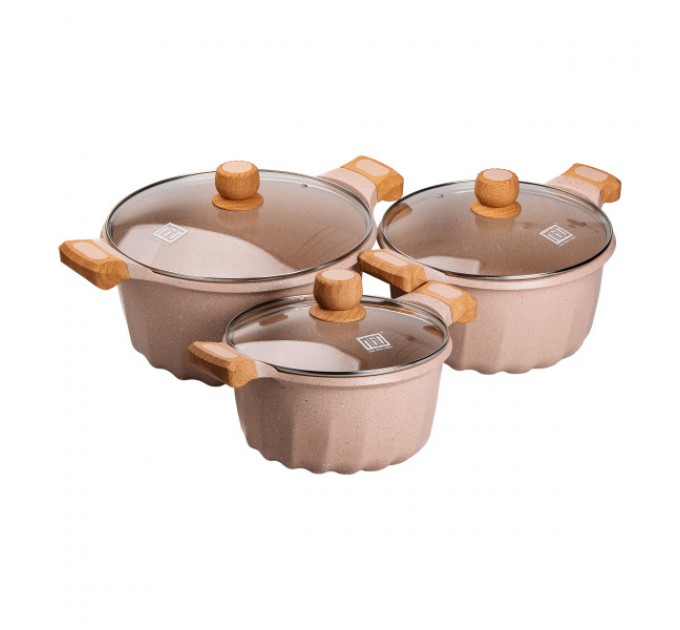 Набор MGC кастрюль алюминиевых 5,3/8,2/11,8 л с керамическим покрытием.