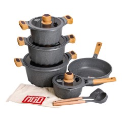 Набір посуду MGC 8 предметів з антипригарним покриттям 1,9/2/3/3,2/5,3 л, сірий Набір посуду MGC 8 предметів з антипригарним покриттям 1,9/2/3/3,2/5,3 л, сірий