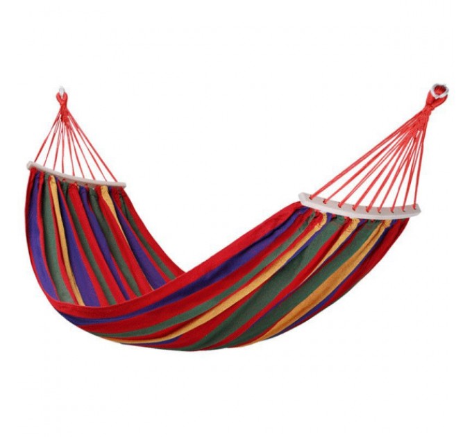 Гамак підвісний тканинний з поперечиною, червоний