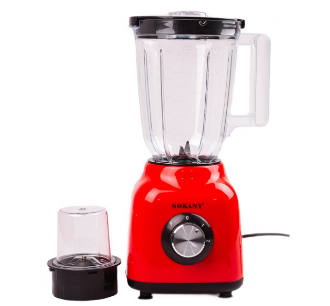Блендер із чашею 1,5 літра Sokany SK-168 з кавомолкою, червоний