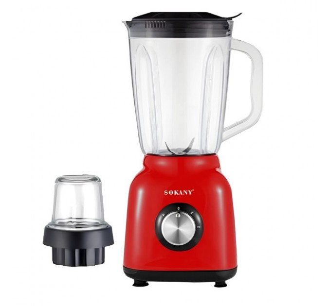 Блендер із чашею 1,5 літра Sokany SK-168 з кавомолкою, червоний