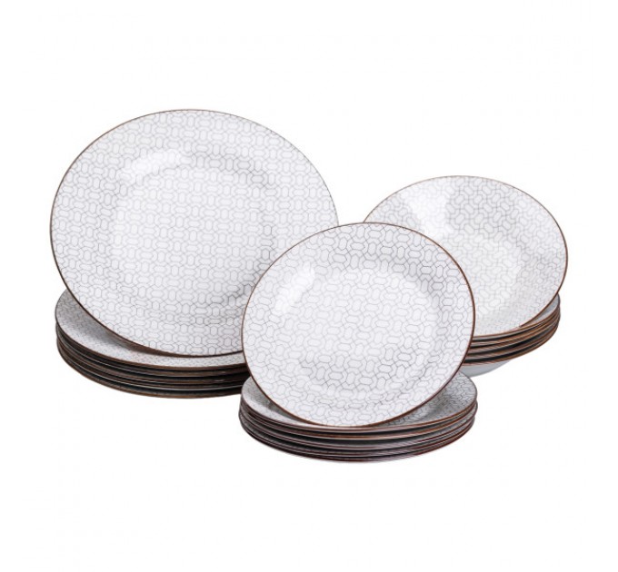 Столовий сервіз на 6 персон порцеляновий Aurora, білий Столовий сервіз на 6 персон порцеляновий Aurora, білий