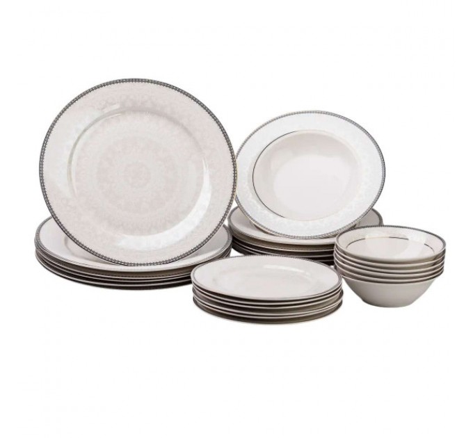 Столовый сервиз на 6 персон фарфоровый Lace, белый.