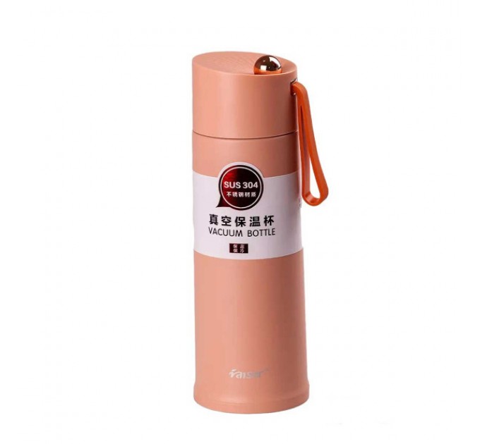 Термос Raiser 450 мл з гвинтовою кришкою і ремінцем, рожевий