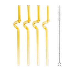 Набір скляних соломинок для напоїв 19,5 см 4 штуки Набір скляних соломинок для напоїв 19,5 см 4 штуки