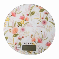 Ваги кухонні електронні SOKANY SK-19023 до 5 кг з плоскою платформою, білий