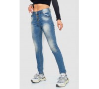 Джинсы женские с потертостями, цвет синий, 244RS04