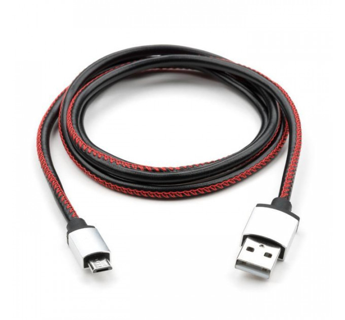 Дата кабеля USB 2.0 AM to Micro 5P 1m pu leather black Vinga (VCPDCMLS1BK)