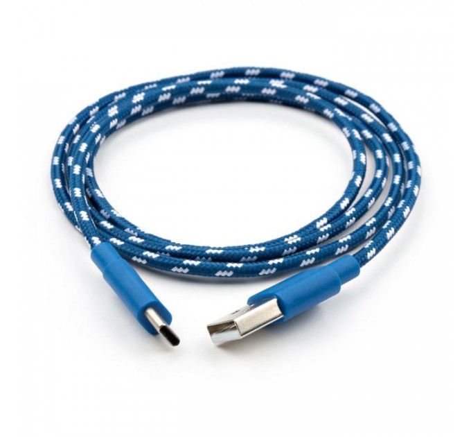 Дата кабель USB 2.0 AM to USB-C 1.0m 2color nylon blue Vinga (VCPDCTCNB31B)